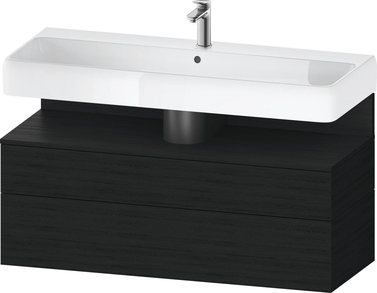 Duravit Qatego Waschtischunterbau 1190 mm – Weiß Matt mit Eiche Schwarz Nische, 1 Auszug, LED