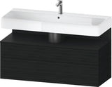 Duravit Qatego Waschtischunterbau 1190 mm – Weiß Matt mit Eiche Schwarz Nische, 1 Auszug, LED