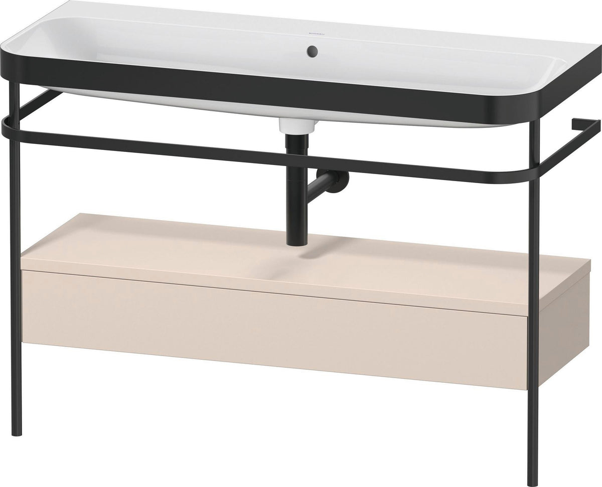 Duravit Happy D.2 c-bonded Waschtischset 1175 mm mit Metallkonsole & Schubkasten in Taupe