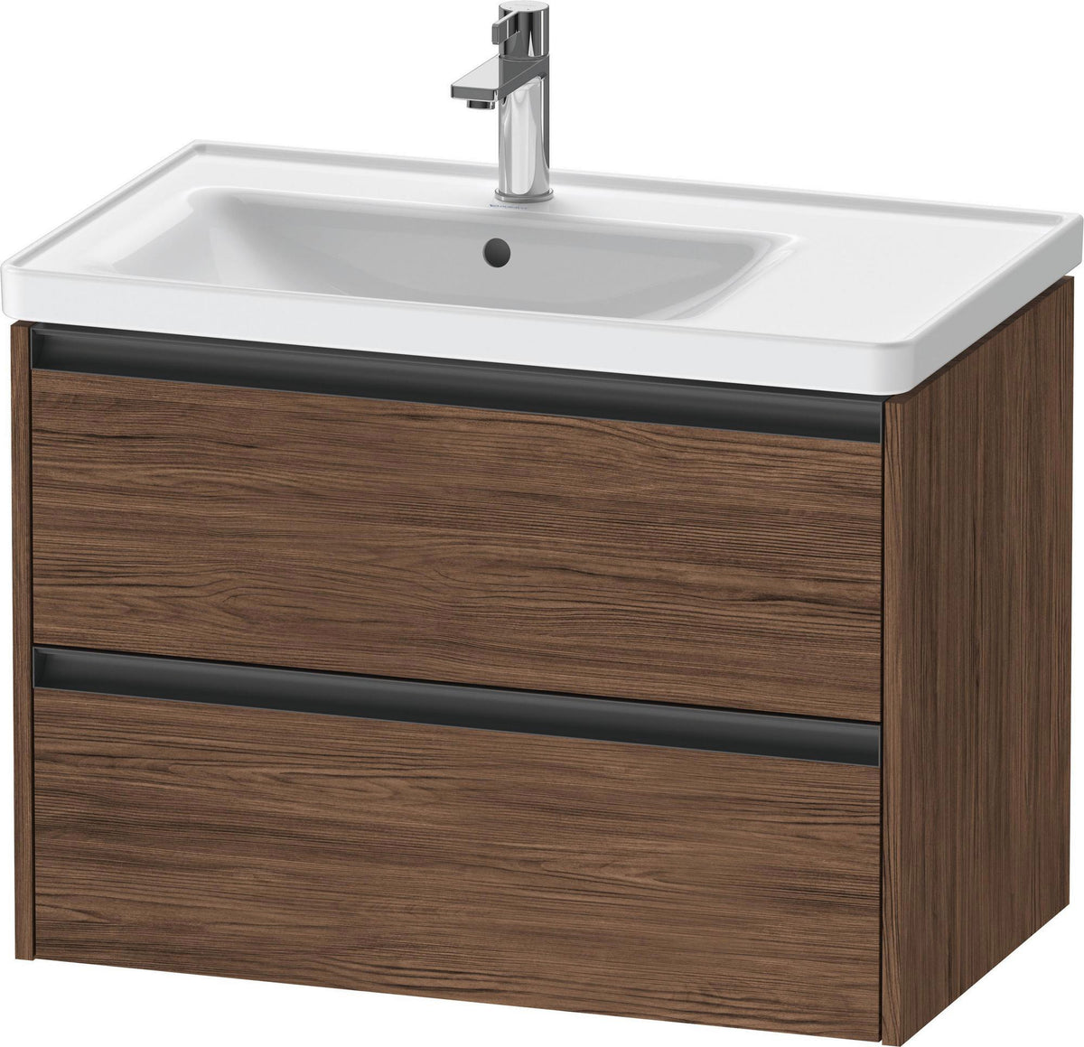 Duravit Ketho.2 Waschtischunterbau 784 mm betongrau matt mit 2 Schubkästen und Becken links
