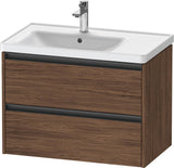 Duravit Ketho.2 Waschtischunterbau 784 mm betongrau matt mit 2 Schubkästen und Becken links