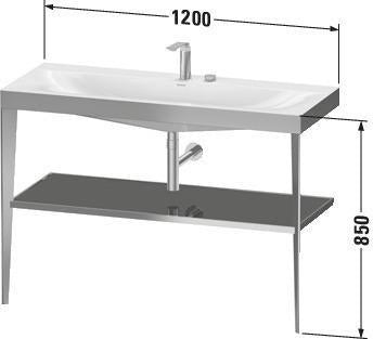 DURAVIT XViu c-bonded Waschtischset 1200 mm in Schwarz Matt mit Metallkonsole und apricot pearl Hochglanz