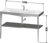 DURAVIT XViu c-bonded Waschtischset 1200 mm in Schwarz Matt mit Metallkonsole und apricot pearl Hochglanz