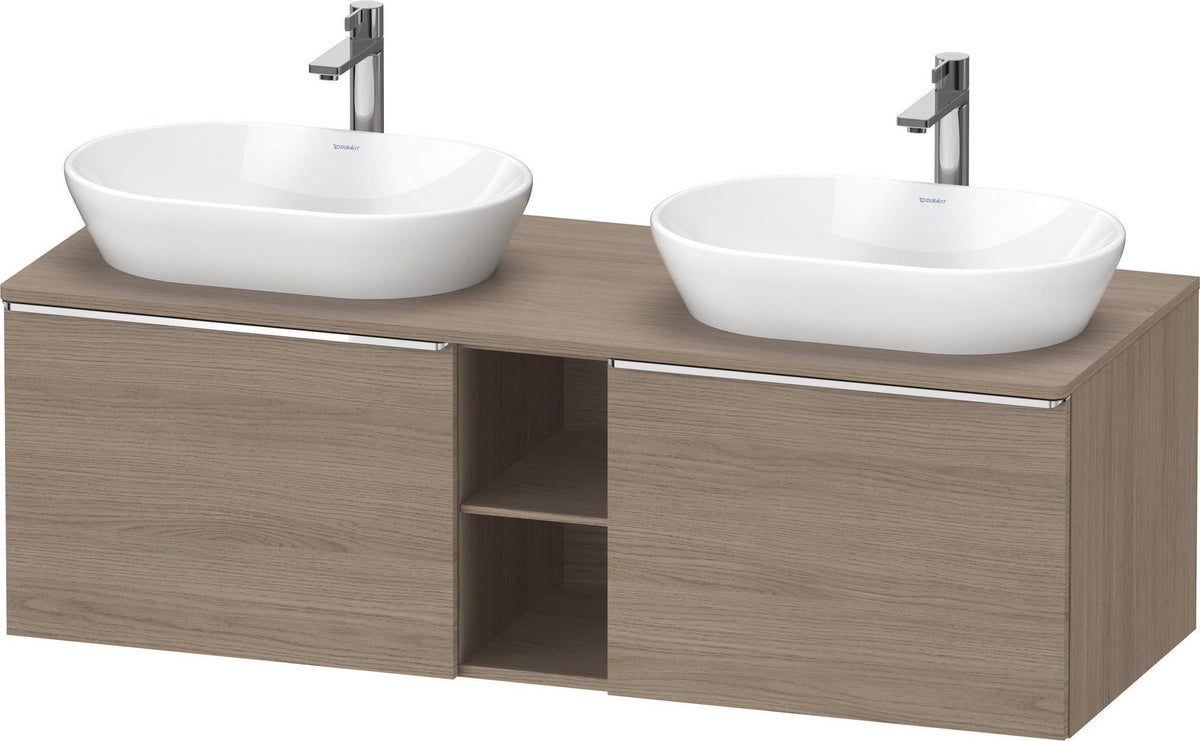 Duravit D-Neo Konsolenwaschtischunterbau 1400 mm Eiche Terra Matt, wandhängend, 2 Auszüge