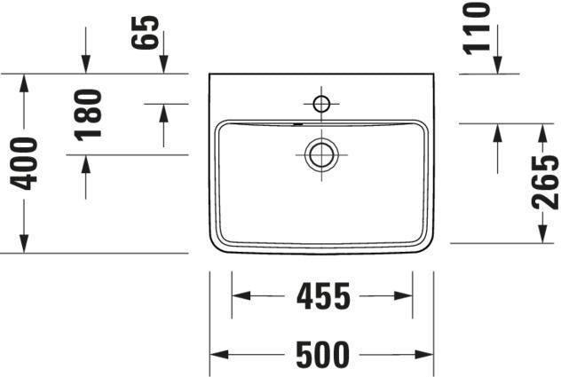 Duravit No.1 Handwaschbecken 500 mm weiß mit Überlauf und Hahnlochbank, wandhängend