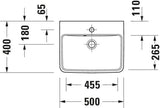 Duravit No.1 Handwaschbecken 500 mm weiß mit Überlauf und Hahnlochbank, wandhängend