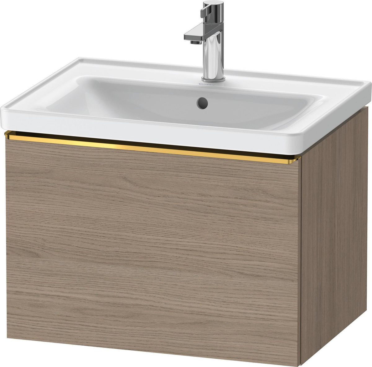 Duravit D-Neo Waschtischunterbau 634 mm Eiche Terra Matt mit Bronze-Griff und Soft-Close