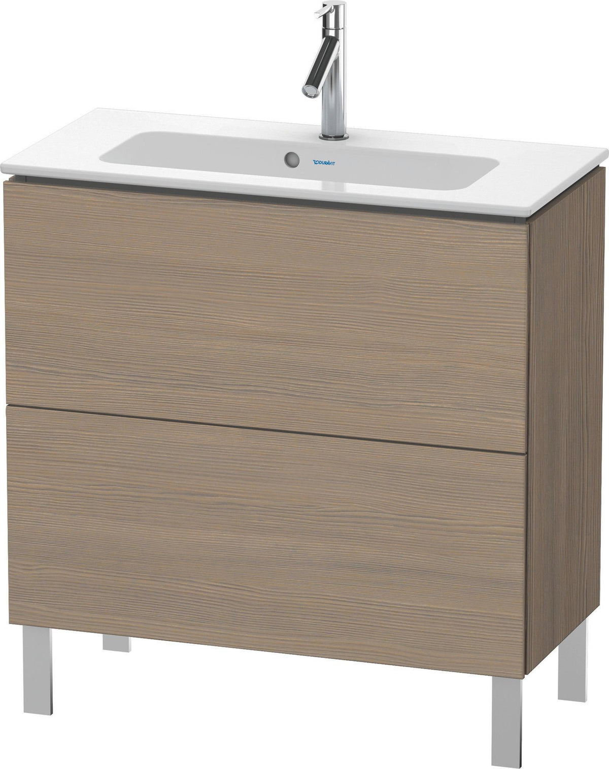 Duravit L-Cube Waschtischunterbau 820 mm Amerikanisch Nussbaum, 2 Auszüge, bodenstehend, Tip-On