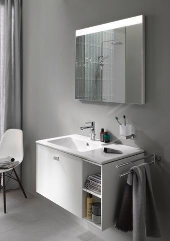 Duravit Karree Zahnputzbecher Chrom mit weißem Matt-Becher, 100x69x110 mm, Wandmontage