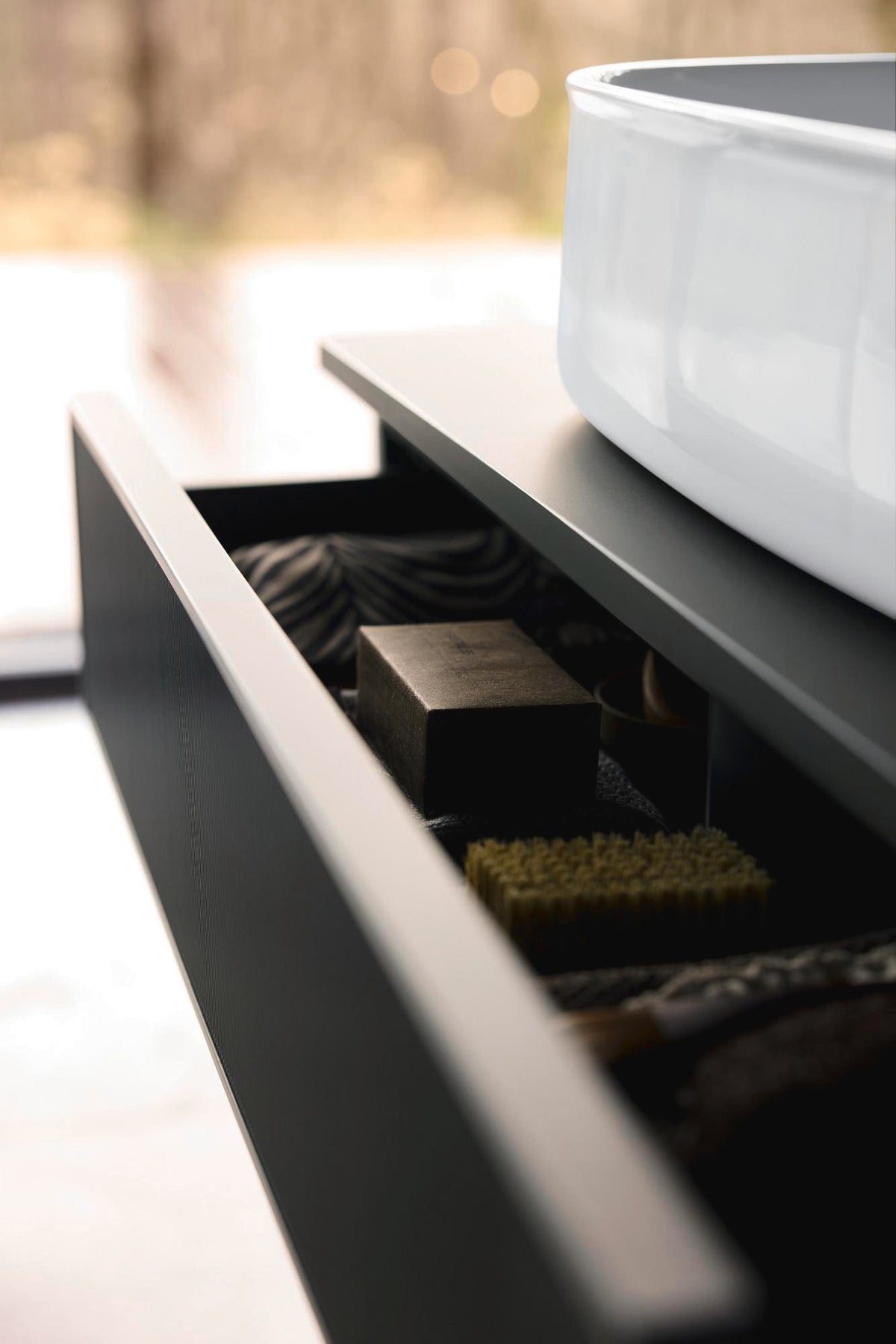 Duravit Zencha Konsolen-Waschtischunterbau 1600 mm Eiche Anthrazit mit 2 Auszügen