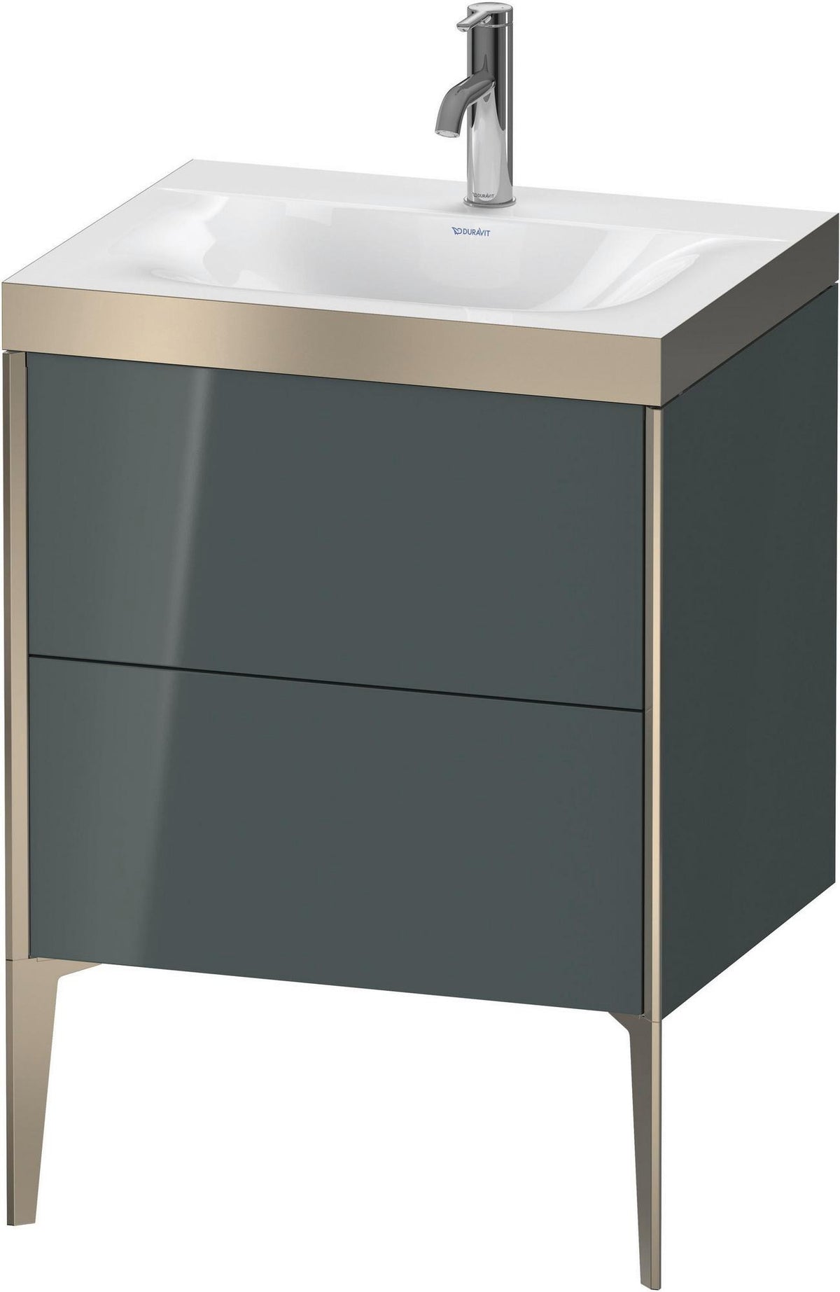 DURAVIT XViu c-bonded Waschtischunterbauset 610x600x480 mm, 2 Auszüge, champagner matt / dolomiti grey