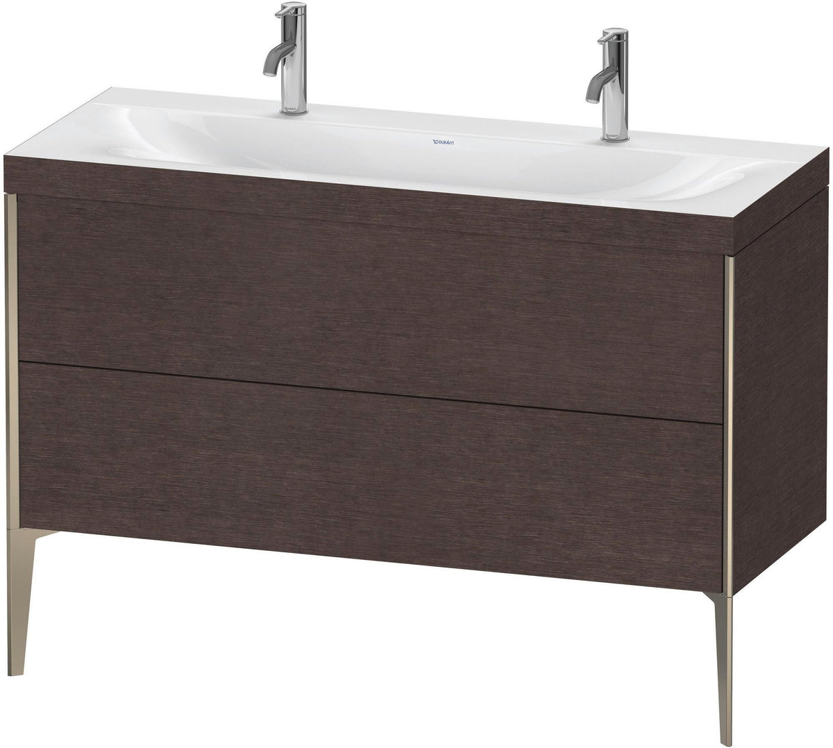 DURAVIT XViu c-bonded Waschtischunterbauset 1200 mm mit 2 Auszügen, champagner matt/mediterrane Eiche