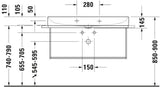 Duravit DuraSquare Metallkonsole mit Handtuchhalter links/rechts, Chrom, 1063 mm, für Waschtisch 235310