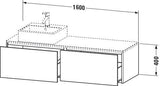 Duravit XSquare Waschtischunterbau 1600 mm mit 2 Auszügen, Becken rechts, seidenmatt