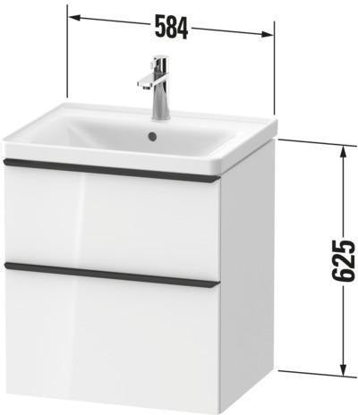 Duravit D-Neo Waschtischunterbau 584 mm betongrau matt mit Auszug und Schubkasten