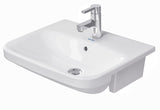 Duravit DuraStyle Halbeinbauwaschtisch 550 mm mit WonderGliss, 1 Hahnloch, Überlauf, weiß