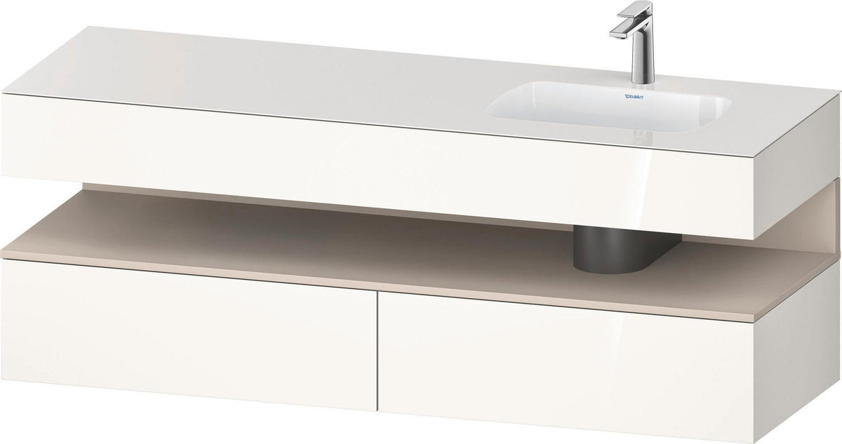 DURAVIT Qatego Einbauwaschtisch mit Konsolenwaschtischunterbau 1600 mm Weiß Matt