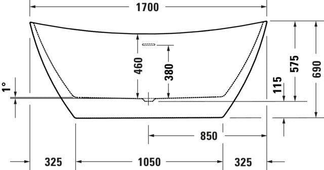 DURAVIT DuraVato Freistehbadewanne oval weiß Acryl 1700x710x690 mm mit Überlauf