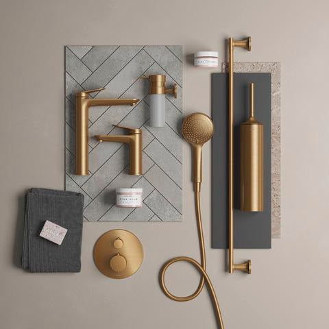 DURAVIT Duschsystem MinusFlow mit Brausethermostat, Bronze Gebürstet, 1124 mm