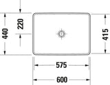 DURAVIT D-Neo Einbauwaschtisch 600 mm Weiß mit WonderGliss – ohne Überlauf & Hahnloch