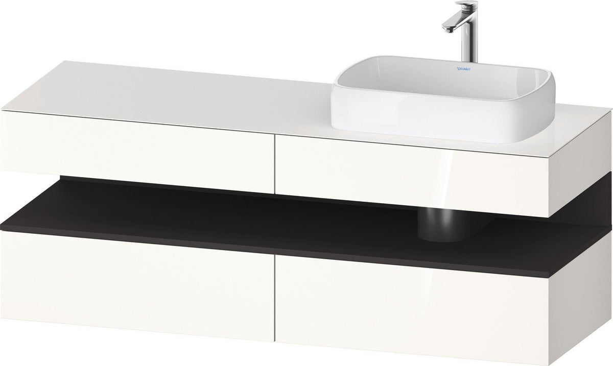 Duravit Qatego Konsolenwaschtischunterbau 1600 mm Weiß Hochglanz mit Eiche Schwarz Nische