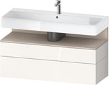 Duravit Qatego Waschtischunterbau 1190 mm – Weiß Matt mit Eiche Schwarz Nische, 1 Auszug, LED