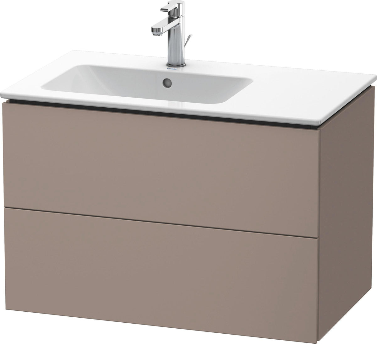 DURAVIT L-Cube Waschtischunterbau 820 mm betongrau matt – 2 Schubkästen, Becken links, wandhängend
