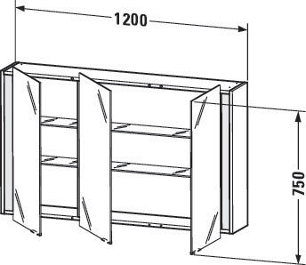Duravit Ketho Spiegelschrank 1200 mm weiß hochglanz, 3 Türen, LED-Beleuchtung, Sensorschalter