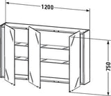 Duravit Ketho Spiegelschrank 1200 mm weiß hochglanz, 3 Türen, LED-Beleuchtung, Sensorschalter
