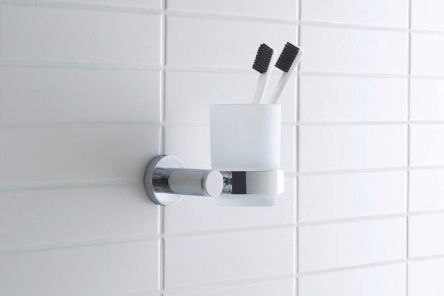 DURAVIT D-Code Glashalter Glas rechts Chrom – Wandmontage Zahnputzbecher mit Befestigungsmaterial