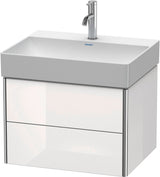 DURAVIT XSquare Waschtischunterbau 584 mm, 2 Schubkästen, Weiß Matt – Wandhängend, Tip-On