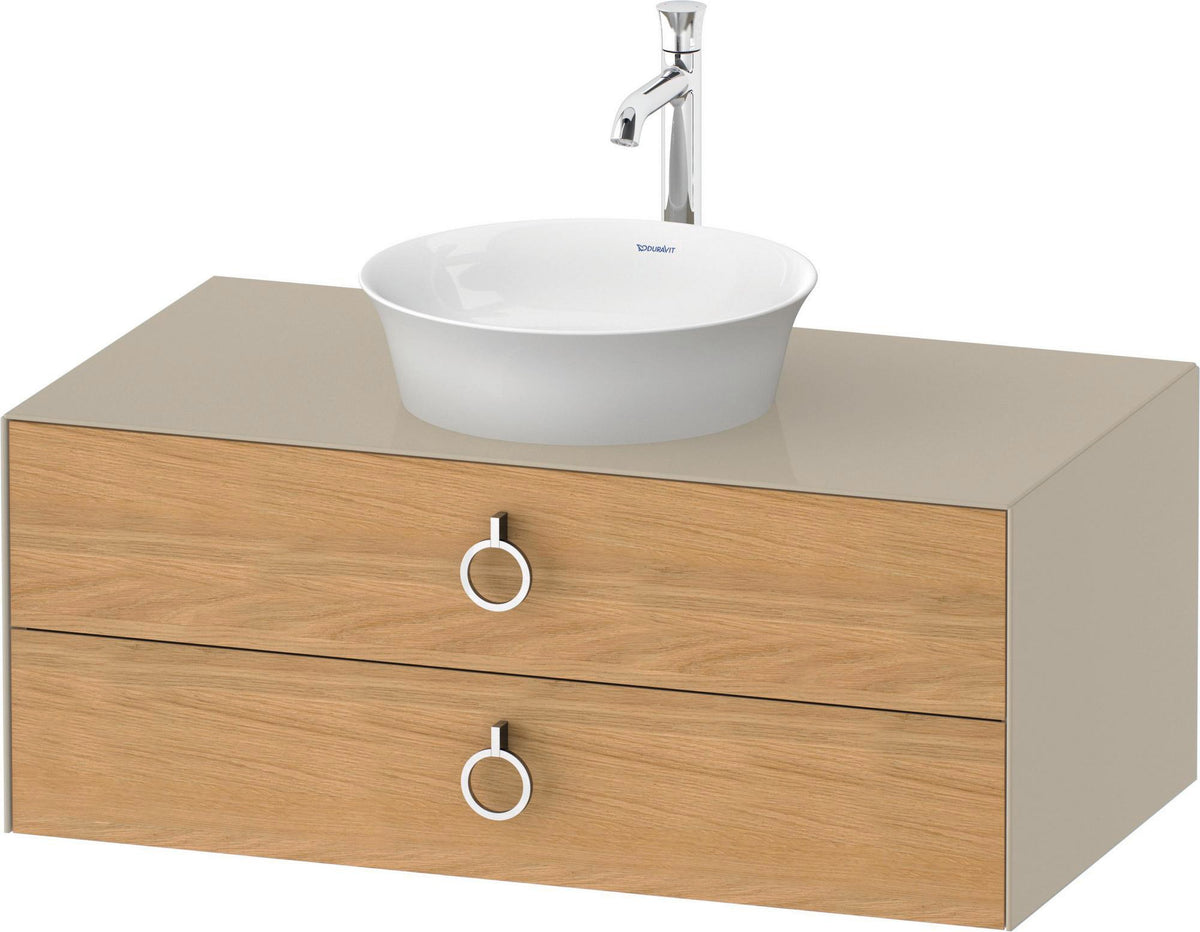 DURAVIT White Tulip Waschtischunterbau 1000 mm wandhängend mit 2 Schubkästen, Nussbaum/Taupe