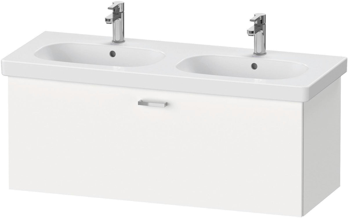 Duravit XBase Waschtischunterbau wandhängend 600 mm, 1 Auszug, weiß matt – montiert