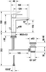 DURAVIT Manhattan Einhebel-Waschtischmischer M mit Zugstange Chrom – Keramikmischsystem