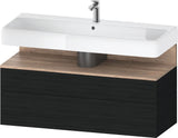 Duravit Qatego Waschtischunterbau 1190 mm – Weiß Matt mit Eiche Schwarz Nische, 1 Auszug, LED