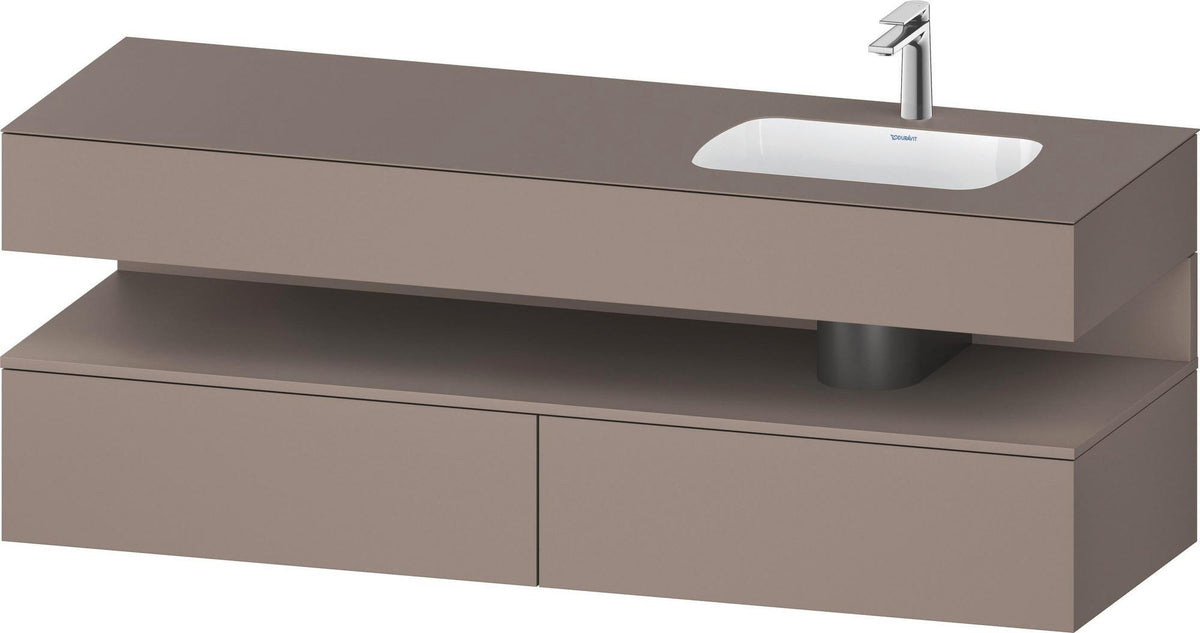 DURAVIT Qatego Einbauwaschtisch mit Konsolenwaschtischunterbau Eiche Terra & Weiß Matt 1600x550x600 mm