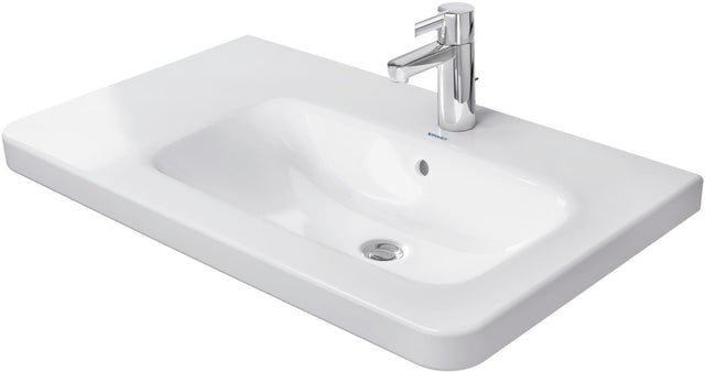 Duravit DuraStyle Möbelwaschtisch 800 mm mit Überlauf, Hahnlochbank und Becken rechts in Weiß