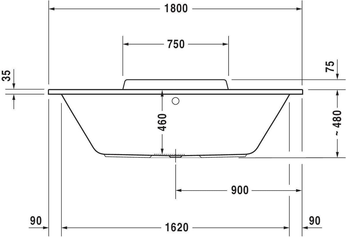 Duravit DuraStyle 2 Rechteck-Badewanne 1800x800mm weiß mit 2 Rückenschrägen