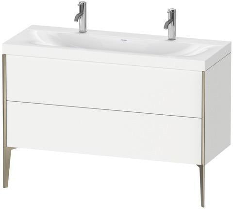 Duravit XViu Möbelwaschtischset 1200 mm Nussbaum Mitte mit Hahnlochbank und Raumsparsiphon