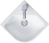 Duravit Eck-Handwaschbecken ME by Starck 435 mm mit Überlauf und 1 Hahnloch, weiß seidenmatt