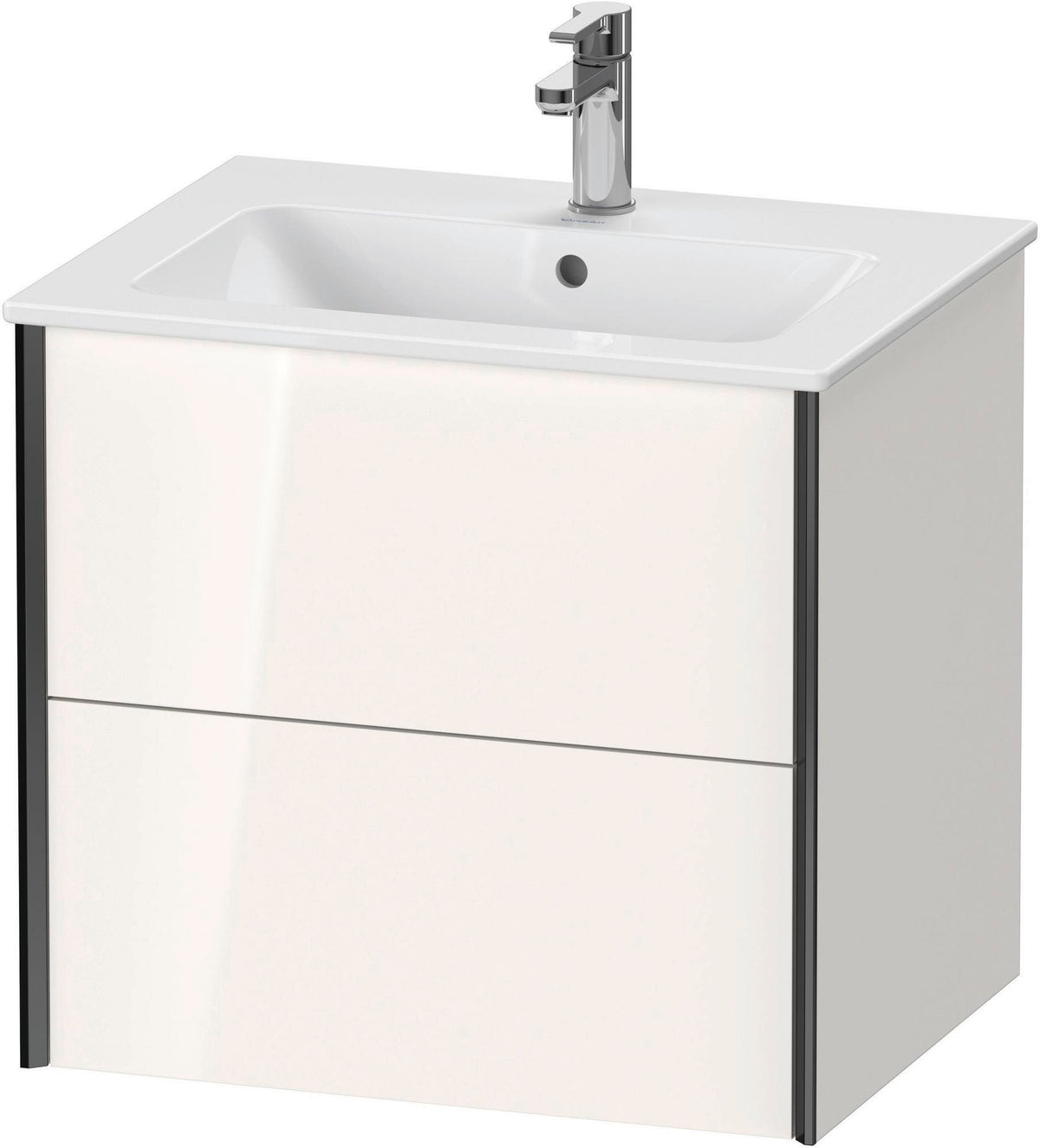 DURAVIT XViu Waschtischunterbau wandhängend 610 mm, 2 Schubkästen, weiß matt – ohne Griff, mit Tip-On-Technik