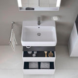 DURAVIT Qatego Waschtischunterbau 590 mm wandhängend, 1 Auszug, weiß Hochglanz, Nische Eiche Schwarz