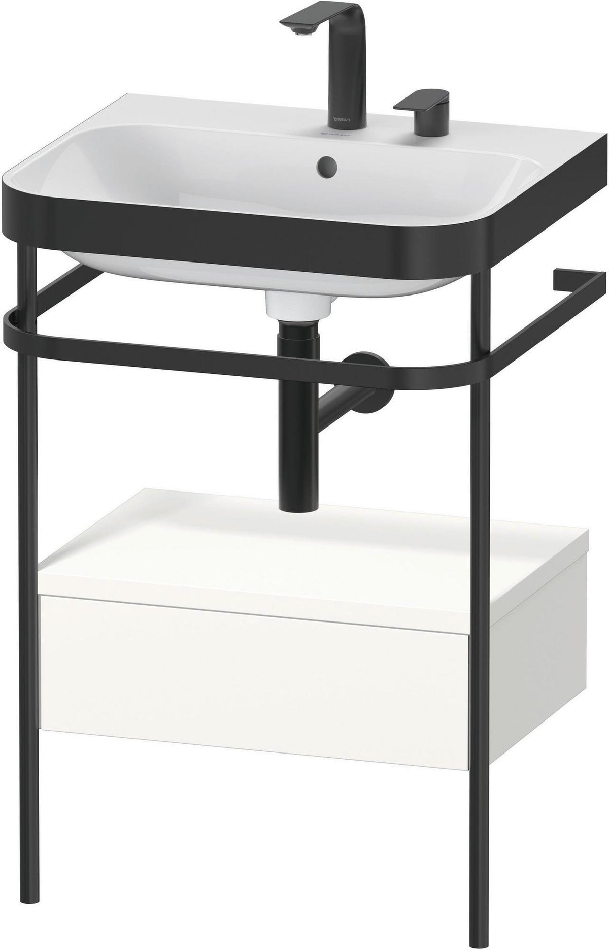 DURAVIT Happy D.2 c-bonded Waschtischset mit Metallkonsole, 575 mm, Weiß