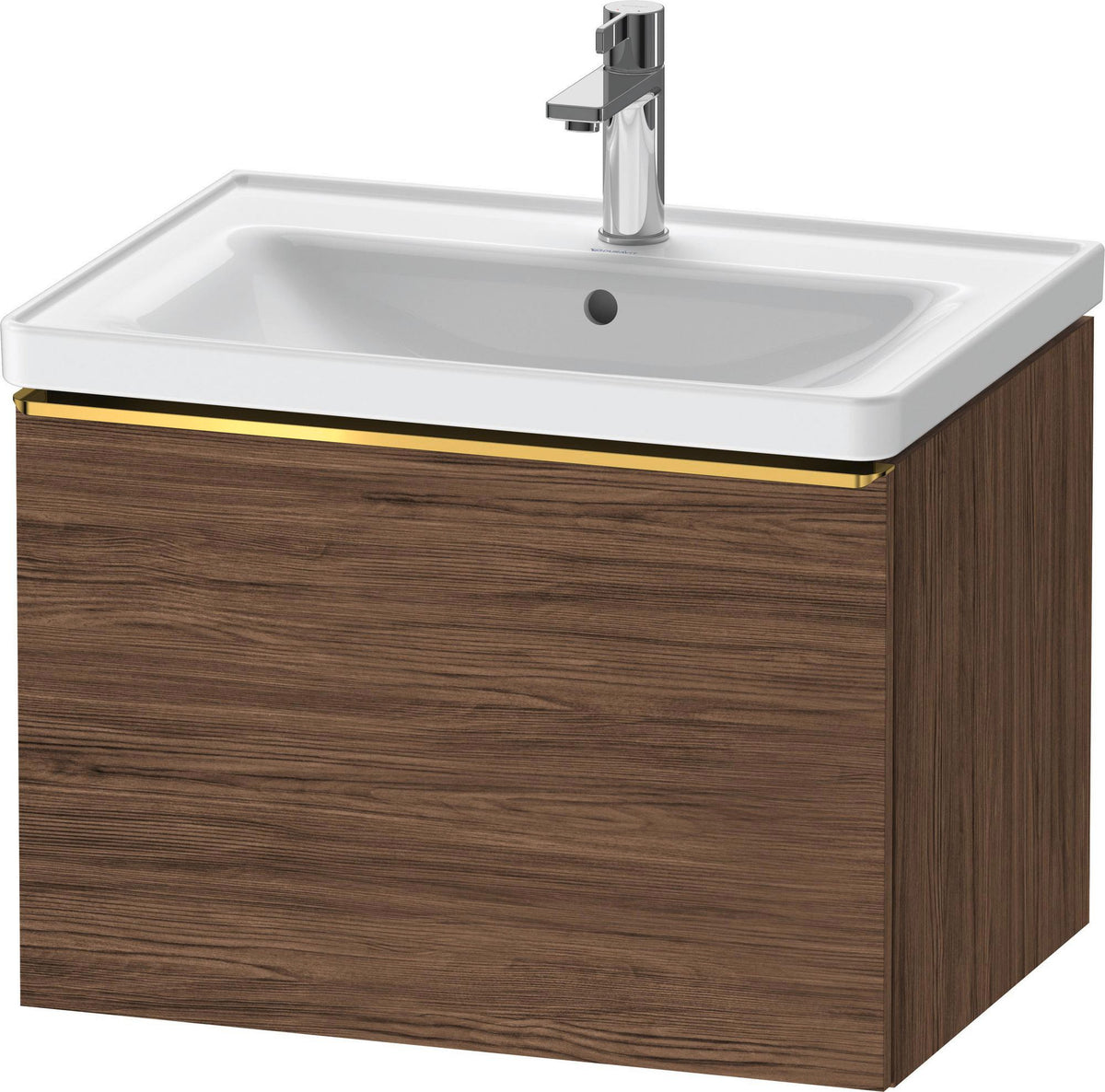 Duravit D-Neo Waschtischunterbau 634 mm betongrau matt mit Bronze-Griff und Soft-Close-Auszug