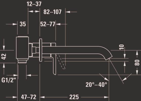 DURAVIT C.1 Einhebel-Waschtischmischer Unterputz 225 mm Schwarz Matt ohne Zugstange