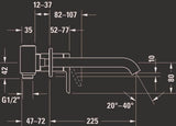DURAVIT C.1 Einhebel-Waschtischmischer Unterputz 225 mm Schwarz Matt ohne Zugstange