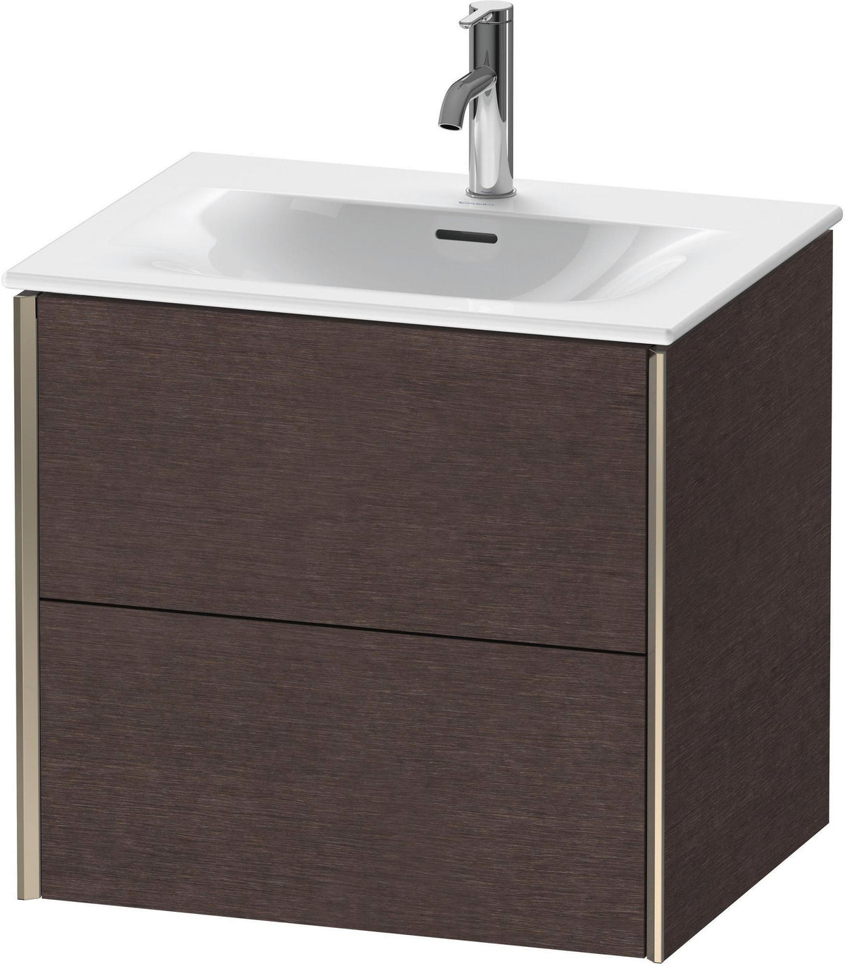 Duravit XViu Waschtischunterbau wandhängend 610 mm, 2 Schubkästen, Eiche dunkel gebürstet, schwarz matt
