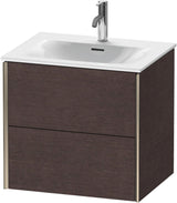 Duravit XViu Waschtischunterbau wandhängend 610 mm, 2 Schubkästen, Eiche dunkel gebürstet, schwarz matt