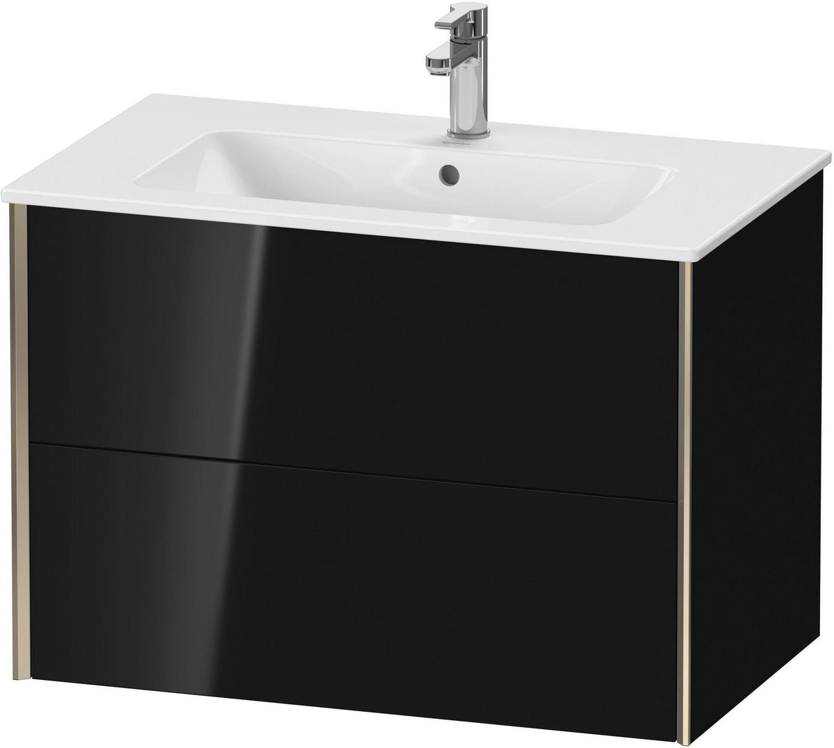 Duravit XViu Waschtischunterbau wandhängend 810 mm, 2 Schubkästen, champagner matt/weiß matt – ohne Griff, mit Tip-On-Technik