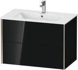 Duravit XViu Waschtischunterbau wandhängend 810 mm, 2 Schubkästen, champagner matt/weiß matt – ohne Griff, mit Tip-On-Technik